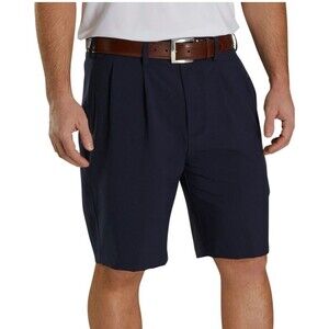 FJ FootJoy Golf Shorts Size 35 Men's 10" Inseam Pleated Navy Performance Stretch